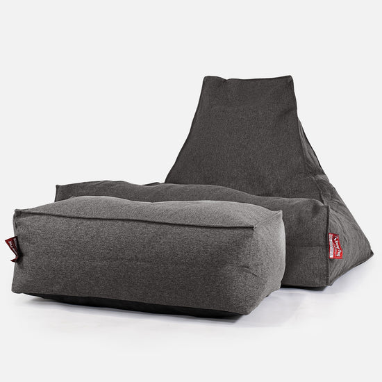 Pouf Fauteuil Relax - Interalli Laine Gris 02