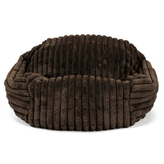 Pouf Fauteuil Sabine - Velours Côtelé Ultra Pelucheux Marron Meuse 01