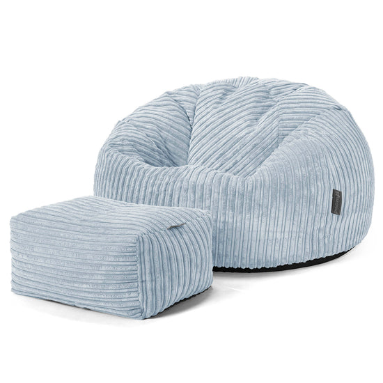 Pouf Poire Classique - Côtelé Bébé Bleu 02