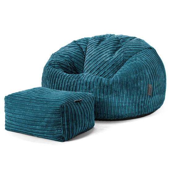 Pouf Poire Classique - Côtelé Bleu Canard 02
