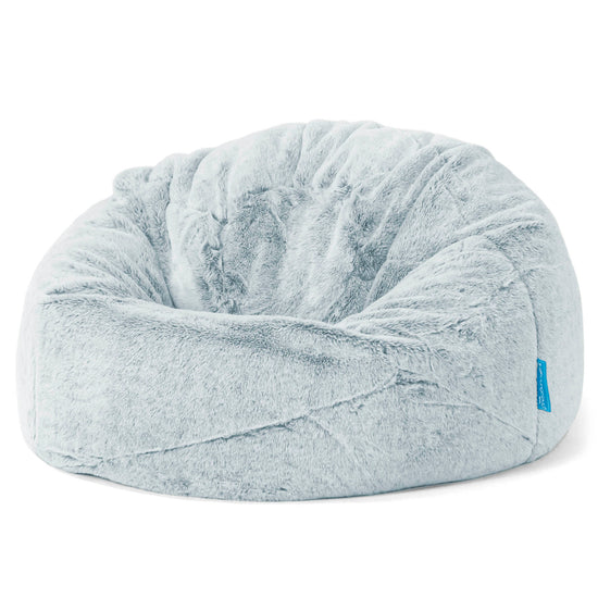 Pouf Poire Classique Enfant - Fausse Fourrure Lapin Bleu Pastel 01