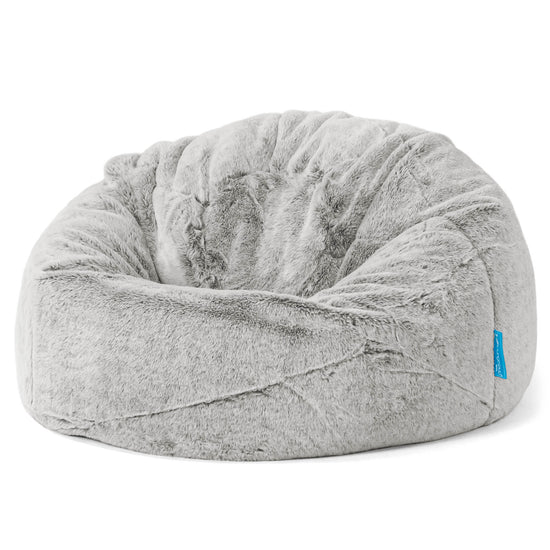 Pouf Poire Classique Enfant - Fausse Fourrure Lapin Gris clair 01