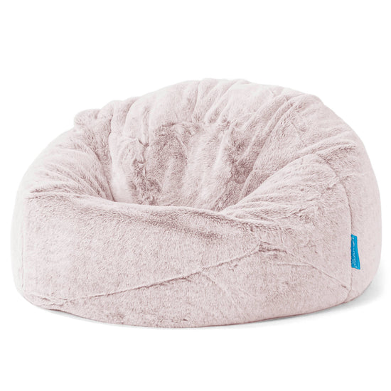 Pouf Poire Classique Enfant - Fausse Fourrure Lapin Rose Pastel 01
