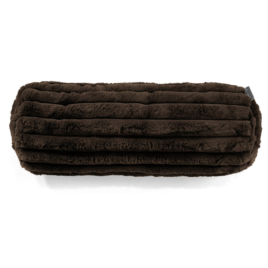 Housse de Traversin 20 x 55cm - Velours Côtelé Ultra Pelucheux Marron Meuse 02