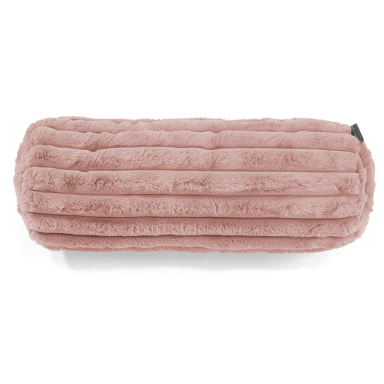 Housse de Traversin 20 x 55cm - Velours Côtelé Ultra Pelucheux Rose Pastel 02