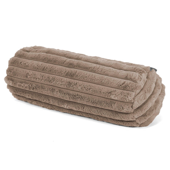 Housse de Traversin 20 x 55cm - Velours Côtelé Ultra Pelucheux Vison 01