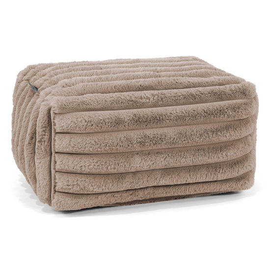 Petit Repose Pied - Velours Côtelé Ultra Pelucheux Vison 01