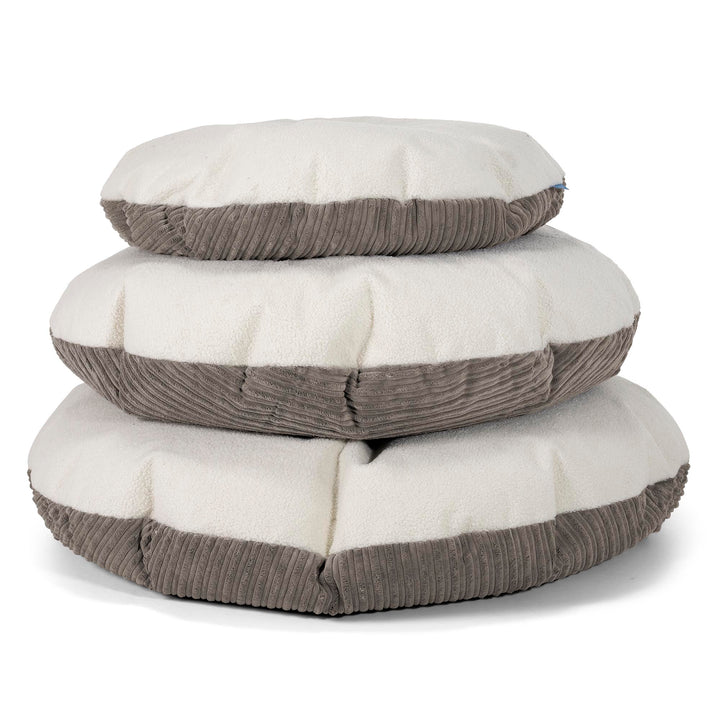 Flexforma Pouf Rond pour Tout-Petit 1-3 ans - Bouclé & Côtelé Anthracite 03