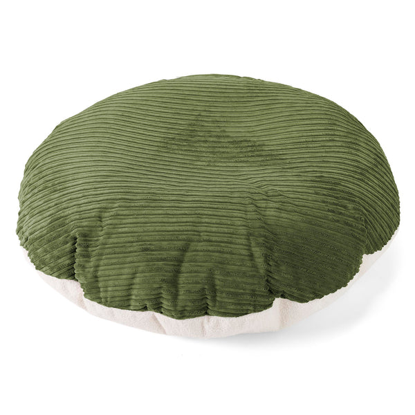 Flexforma Pouf Rond pour Enfant 2-14 ans - Bouclé & Côtelé Vert Forêt 01