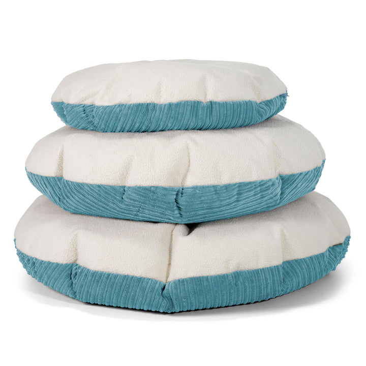 Flexforma Pouf Géant Rond pour Adulte - Bouclé & Côtelé Mer Égée 03