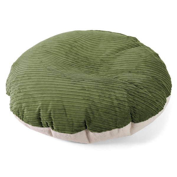 Flexforma Pouf Géant Rond pour Adulte - Bouclé & Côtelé Vert Forêt 01