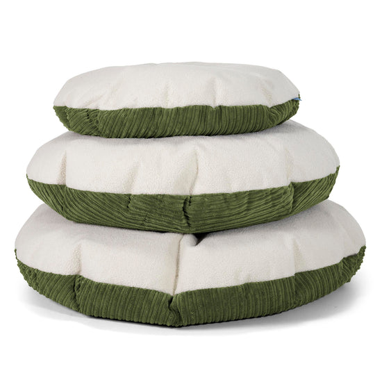 Flexforma Pouf Géant Rond pour Adulte - Bouclé & Côtelé Vert Forêt 03