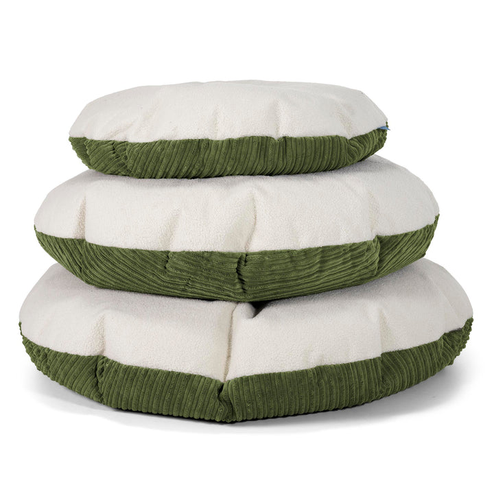 Flexforma Pouf Géant Rond pour Adulte - Bouclé & Côtelé Vert Forêt 03
