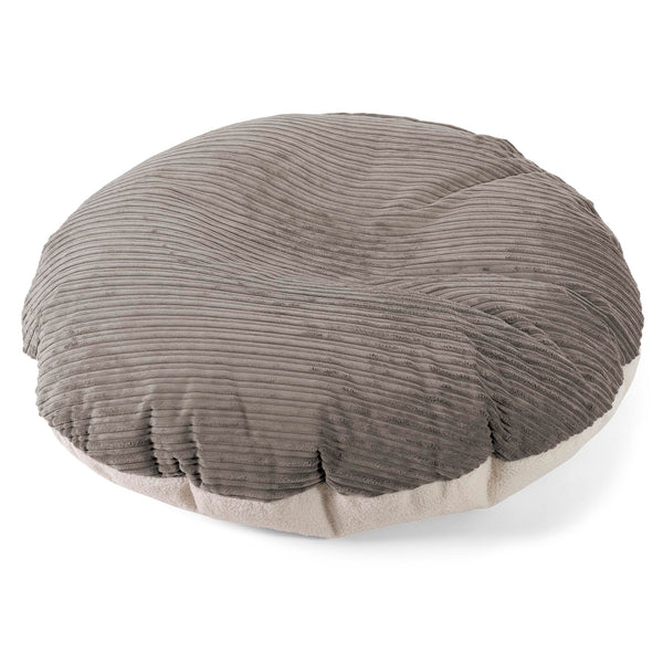 Flexforma Pouf Géant Rond pour Adulte - Bouclé & Côtelé Anthracite 01