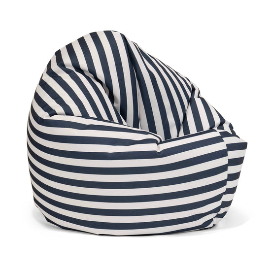 Flexforma Pouf Géant Rond pour Adulte - Rayures Bleu Marine 02