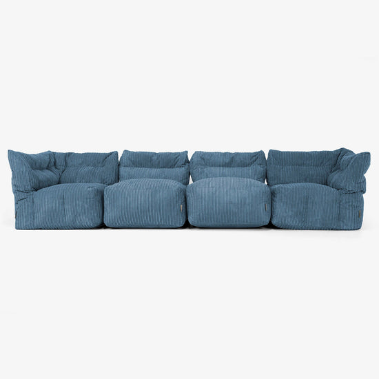 Canapé Modulable 4 Places - Côtelé Bleu Marine 01