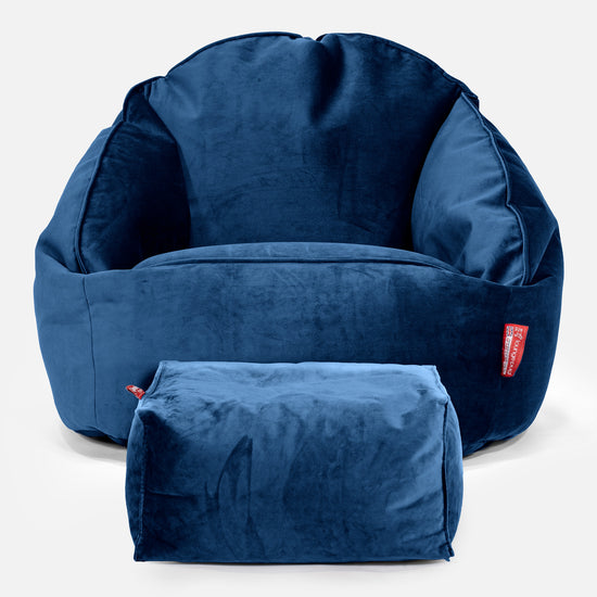 Pouf Chaise Bubble - Velours Bleu Marine 02