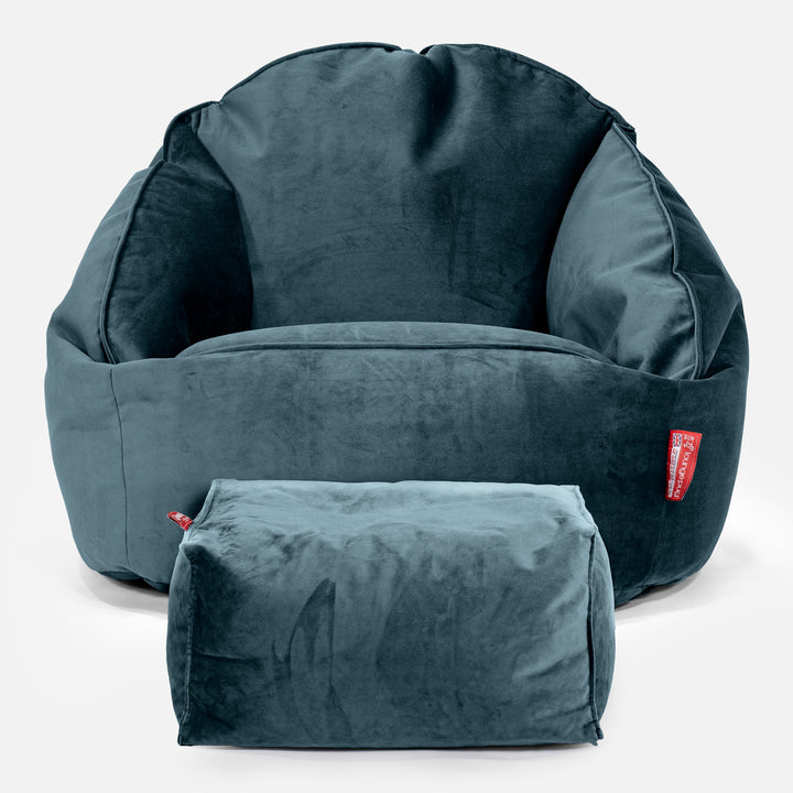 Pouf Chaise Bubble - Velours Mer Égée 02