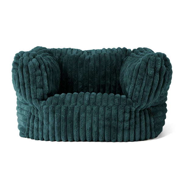 Albert Pouf Fauteuil Design - Velours Côtelé Ultra Pelucheux Bleu Canard 01