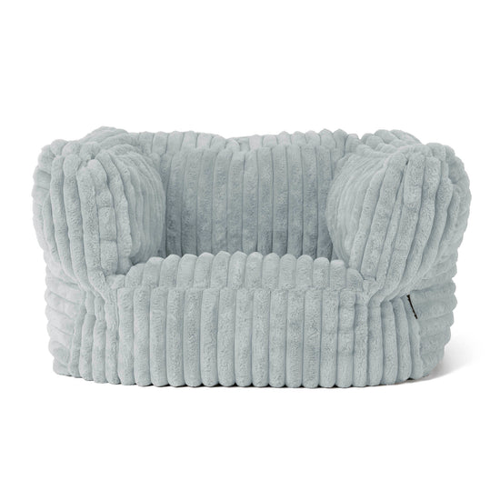 Albert Pouf Fauteuil Design - Velours Côtelé Ultra Pelucheux Bleu Dragé 01