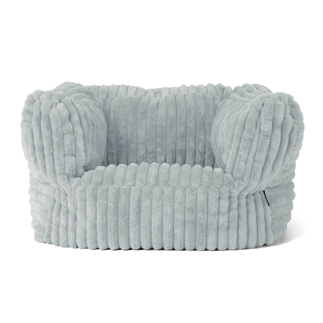Albert Pouf Fauteuil Design - Velours Côtelé Ultra Pelucheux Bleu Dragé 01