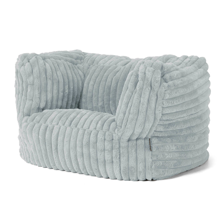 Albert Pouf Fauteuil Design - Velours Côtelé Ultra Pelucheux Bleu Dragé 03