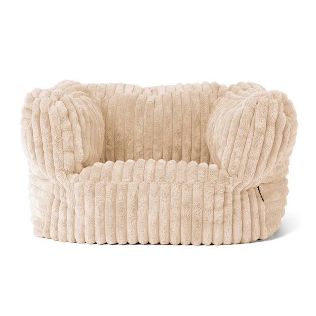 Albert Pouf Fauteuil Design - Velours Côtelé Ultra Pelucheux Crème 01
