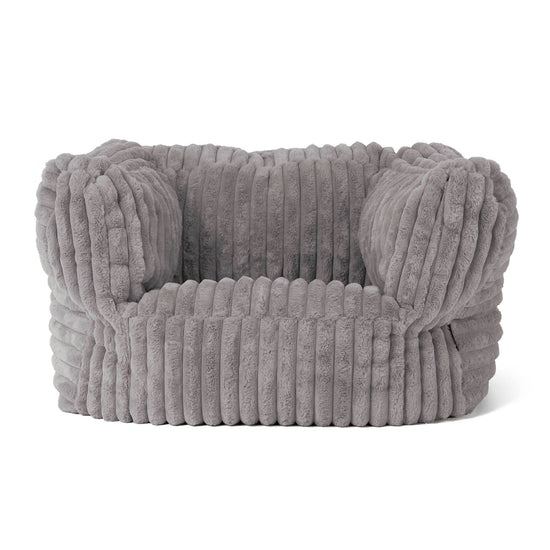 Albert Pouf Fauteuil Design - Velours Côtelé Ultra Pelucheux Gris 01