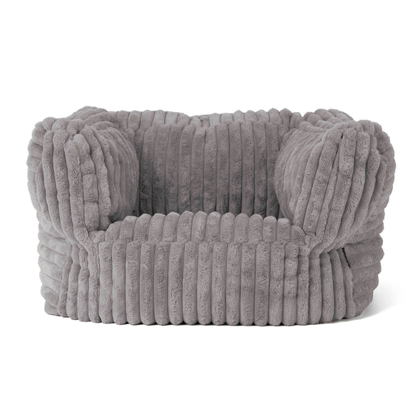 Albert Pouf Fauteuil Design - Velours Côtelé Ultra Pelucheux Gris 01