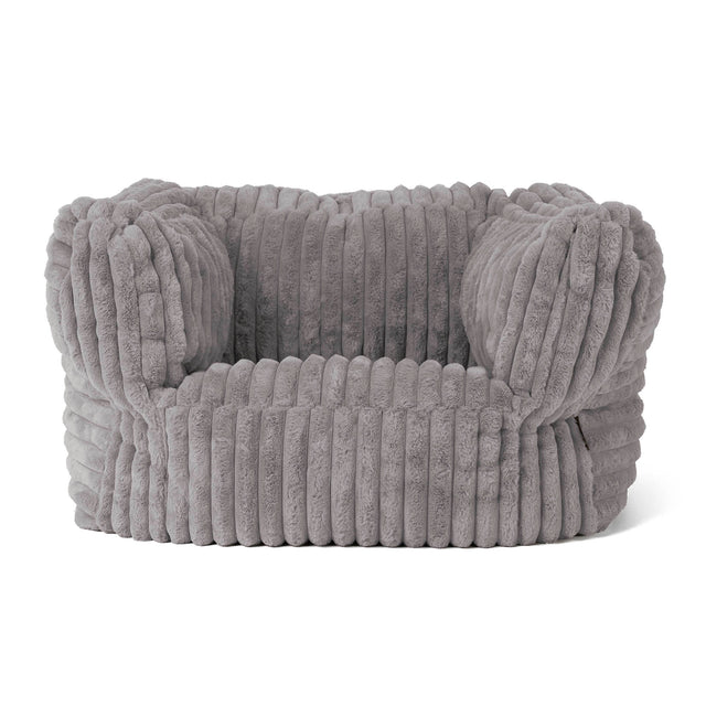 Albert Pouf Fauteuil Design - Velours Côtelé Ultra Pelucheux Gris 01