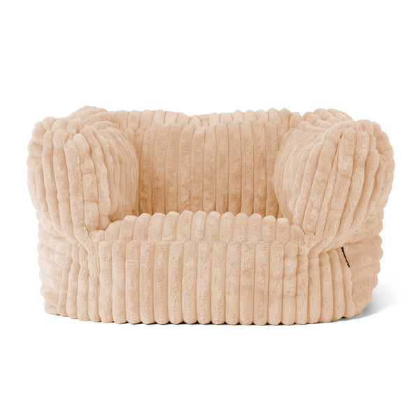 Albert Pouf Fauteuil Design - Velours Côtelé Ultra Pelucheux Pêche 01