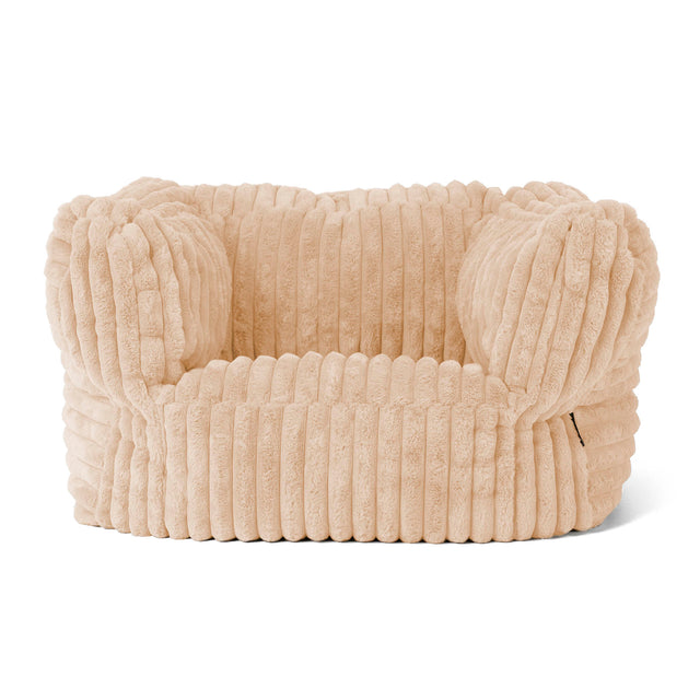 Albert Pouf Fauteuil Design - Velours Côtelé Ultra Pelucheux Pêche 01