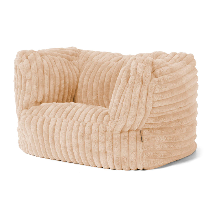 Albert Pouf Fauteuil Design - Velours Côtelé Ultra Pelucheux Pêche 03