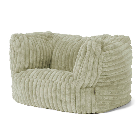 Albert Pouf Fauteuil Design - Velours Côtelé Ultra Pelucheux Vert Sauge 03