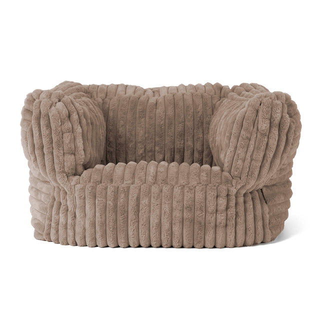 Albert Pouf Fauteuil Design - Velours Côtelé Ultra Pelucheux Vison 01