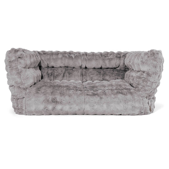 Canapé Pouf Louis 2 places - Fausse Fourrure à Bulles Gris 01