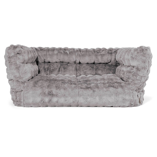 Canapé Pouf Louis 2 places - Fausse Fourrure à Bulles Gris 01