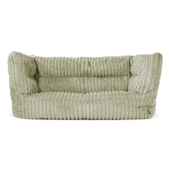 Canapé Pouf Louis 2 places - Velours Côtelé Ultra Pelucheux Vert Sauge 01