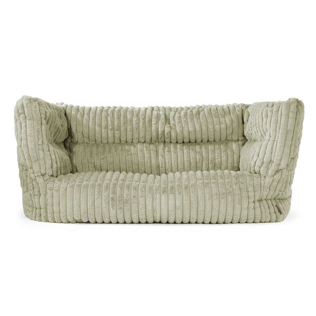 Canapé Pouf Louis 2 places - Velours Côtelé Ultra Pelucheux Vert Sauge 01