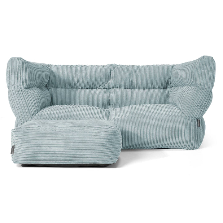 Canapé Pouf Louis 2 places - Côtelé Vert Menthe 02