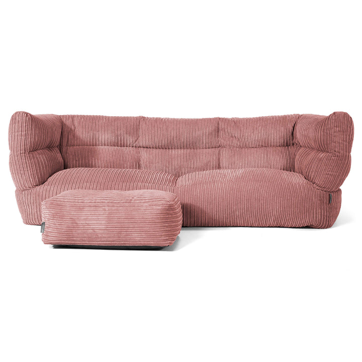 Canapé Pouf Louis 3 places - Côtelé Pêche 02
