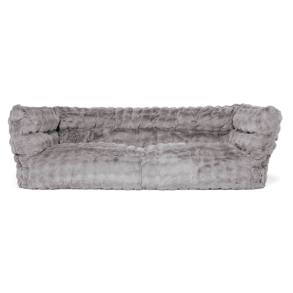 Canapé Pouf Louis 3 places - Fausse Fourrure à Bulles Gris 01