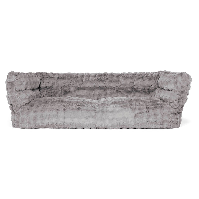 Canapé Pouf Louis 3 places - Fausse Fourrure à Bulles Gris 01