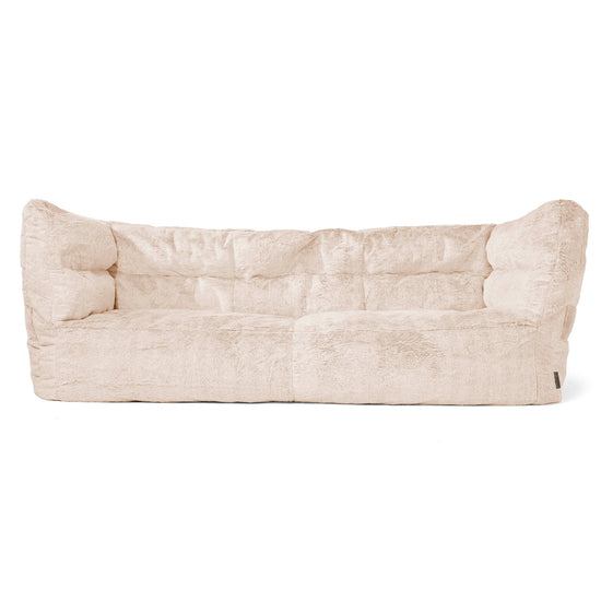 Canapé Pouf Louis 3 places - Fausse Fourrure Lapin Blanc 01