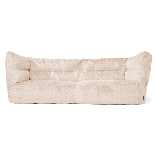 Canapé Pouf Louis 3 places - Fausse Fourrure Lapin Blanc 01