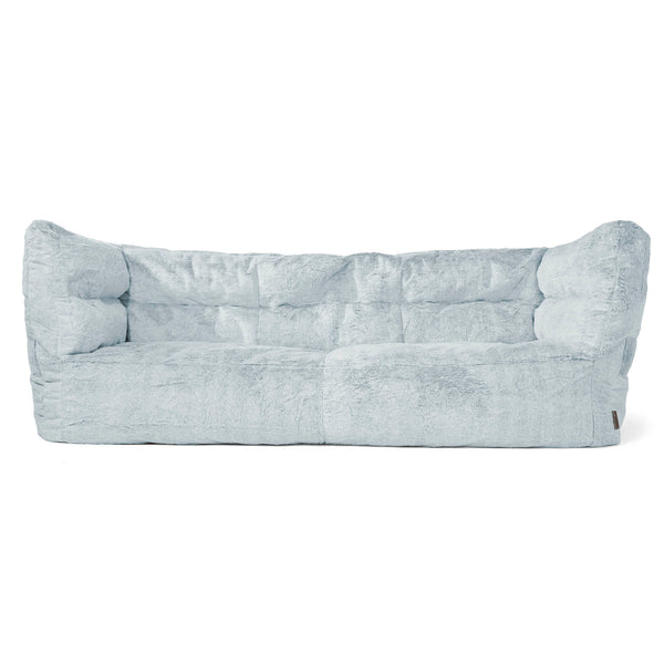 Canapé Pouf Louis 3 places - Fausse Fourrure Lapin Bleu Pastel 01