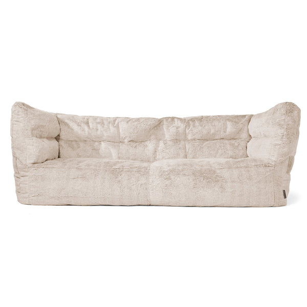 Canapé Pouf Louis 3 places - Fausse Fourrure Lapin Brun Doré 01