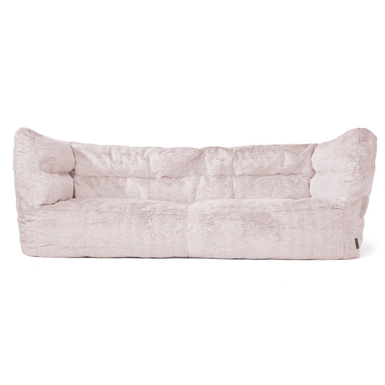 Canapé Pouf Louis 3 places - Fausse Fourrure Lapin Rose Pastel 01