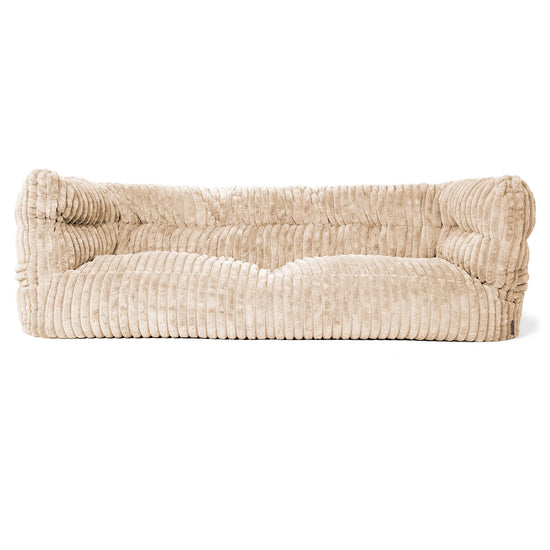 Canapé Pouf Louis 3 places - Velours Côtelé Ultra Pelucheux Crème 01