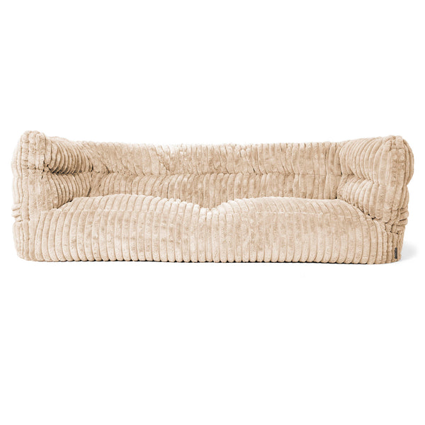 Canapé Pouf Louis 3 places - Velours Côtelé Ultra Pelucheux Crème 01